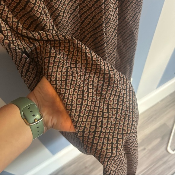 Lucky Brand Purple Black Ditsy Diamond Sleeveless Boho Pocket Dress L - Picture 4 of 10